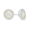 Thumbnail Image 0 of 6mm Cubic Zirconia Framed Stud Earrings in Solid Sterling Silver with 14K Gold Flashing