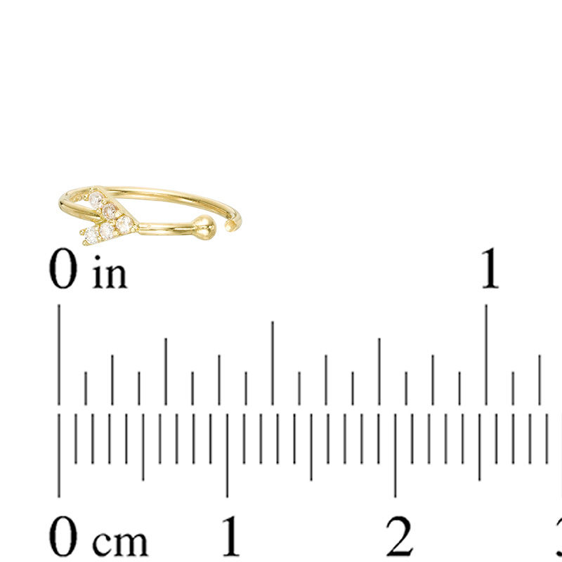 020 Gauge Cubic Zirconia Arrow Nose Ring in 14K Gold