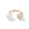 Thumbnail Image 1 of 018 Gauge 4mm Cultured Freshwater Pearl and Cubic Zirconia Ball Horseshoe in Solid 10K Gold