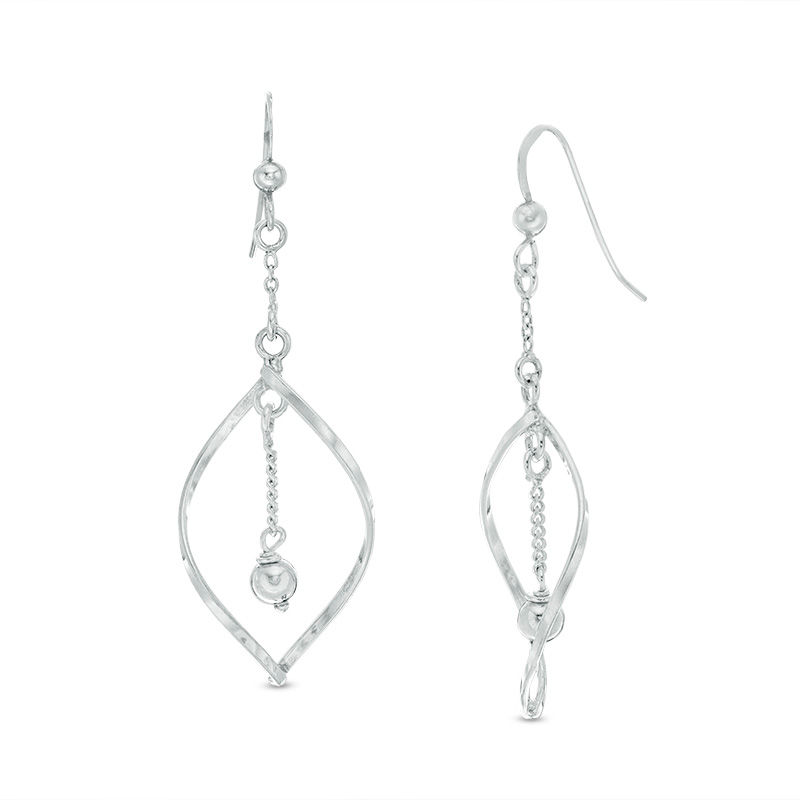 Spiral with Ball Dangle Drop Earrings in Sterling Silver