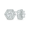 Thumbnail Image 0 of 5.5mm Cubic Zirconia Hexagonal Frame Vintage-Style Stud Earrings in Solid Sterling Silver