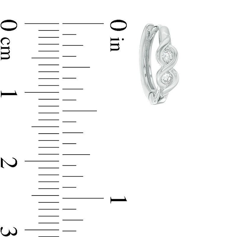 Cubic Zirconia Infinity Huggie Hoop Earrings in Sterling Silver
