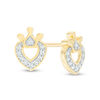 Thumbnail Image 0 of 1/20 CT. T.W. Diamond Heart with Crown Stud Earrings in 10K Gold