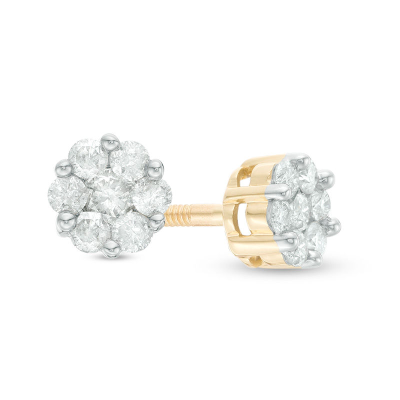 1/4 CT. T.W. Composite Diamond Flower Stud Earrings in 10K Gold