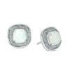 Thumbnail Image 0 of 5mm Cushion-Cut Lab-Created Opal Glitter Enamel Frame Stud Earrings in Sterling Silver
