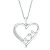Thumbnail Image 0 of 4mm Lab-Created Opal "MOM" and Glitter Enamel Heart Pendant in Sterling Silver