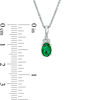 Thumbnail Image 1 of Oval Green Quartz Doublet and Diamond Accent Tri-Top Pendant in Sterling Silver