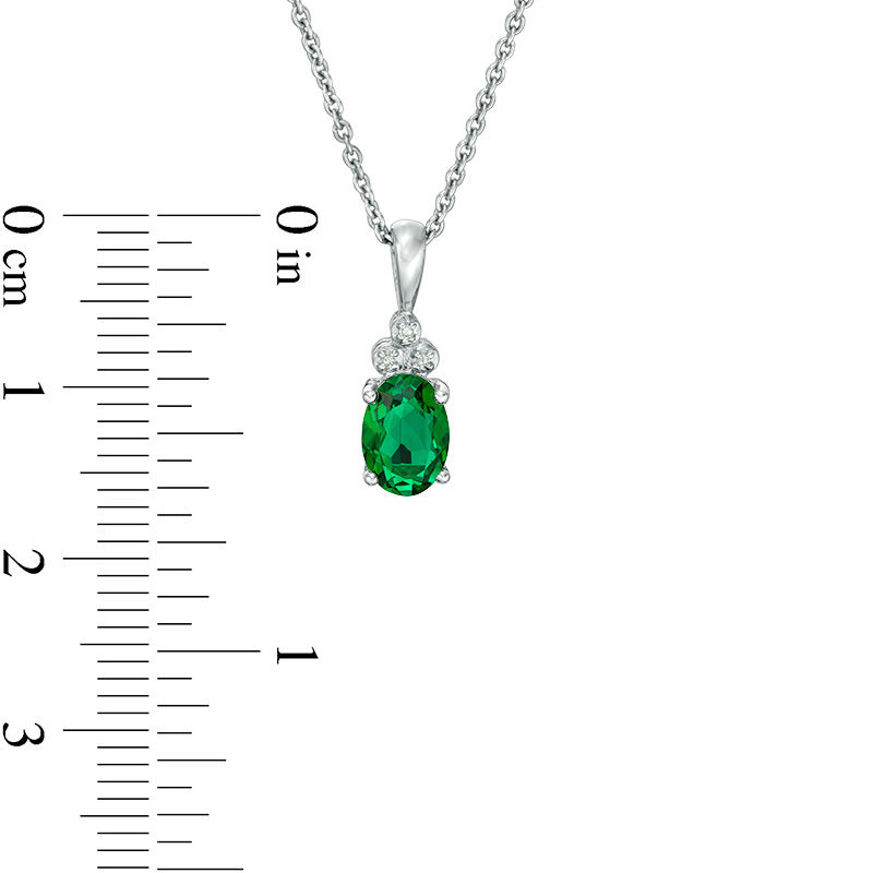 Oval Green Quartz Doublet and Diamond Accent Tri-Top Pendant in Sterling Silver