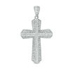 Thumbnail Image 0 of Cubic Zirconia Layered Cross Necklace Charm in Sterling Silver