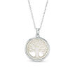 Thumbnail Image 0 of Mother-of-Pearl Tree of Life Circle Frame Pendant in Sterling Silver