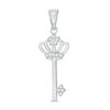 Thumbnail Image 0 of Cubic Zirconia Crown Key Necklace Charm in Sterling Silver