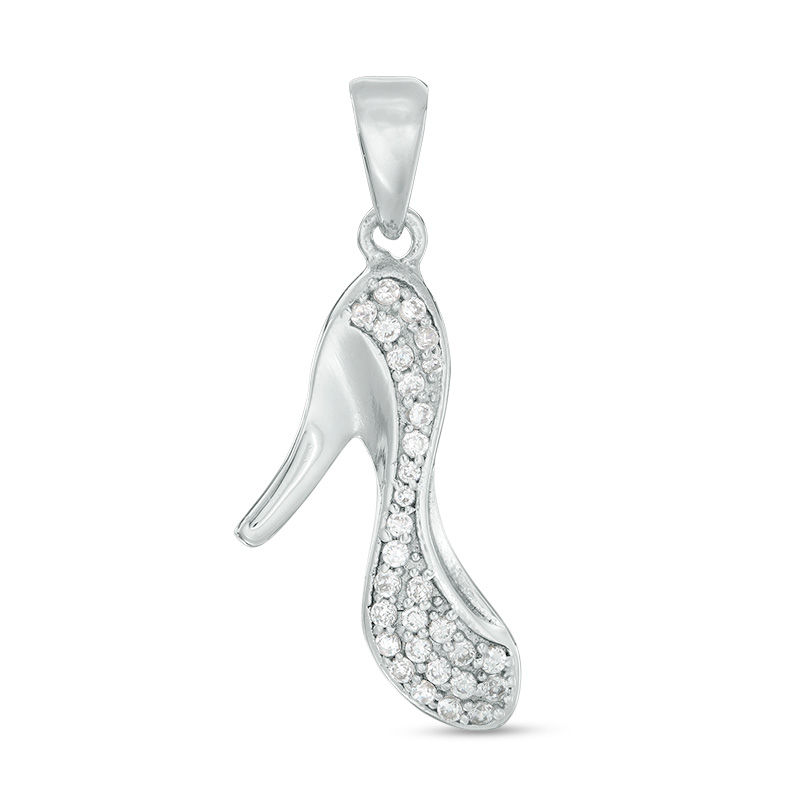 Cubic Zirconia High Heel Necklace Charm in Sterling Silver