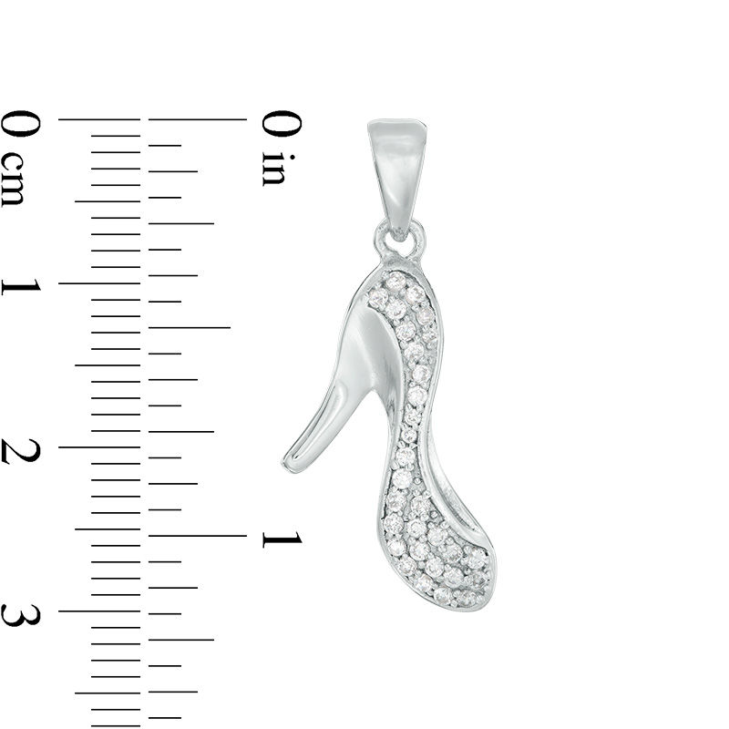 Cubic Zirconia High Heel Necklace Charm in Sterling Silver