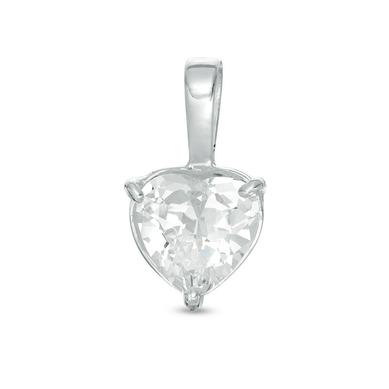 8mm Heart-Shaped Cubic Zirconia Necklace Charm in Sterling Silver