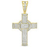 Thumbnail Image 0 of Cubic Zirconia Circle Wrapped Cross Necklace Charm in Yellow-Tone Sterling Silver