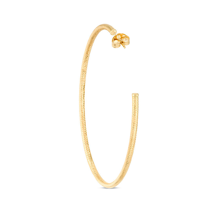 Diamond-Cut Oval Hoop Earrings in 10K Gold