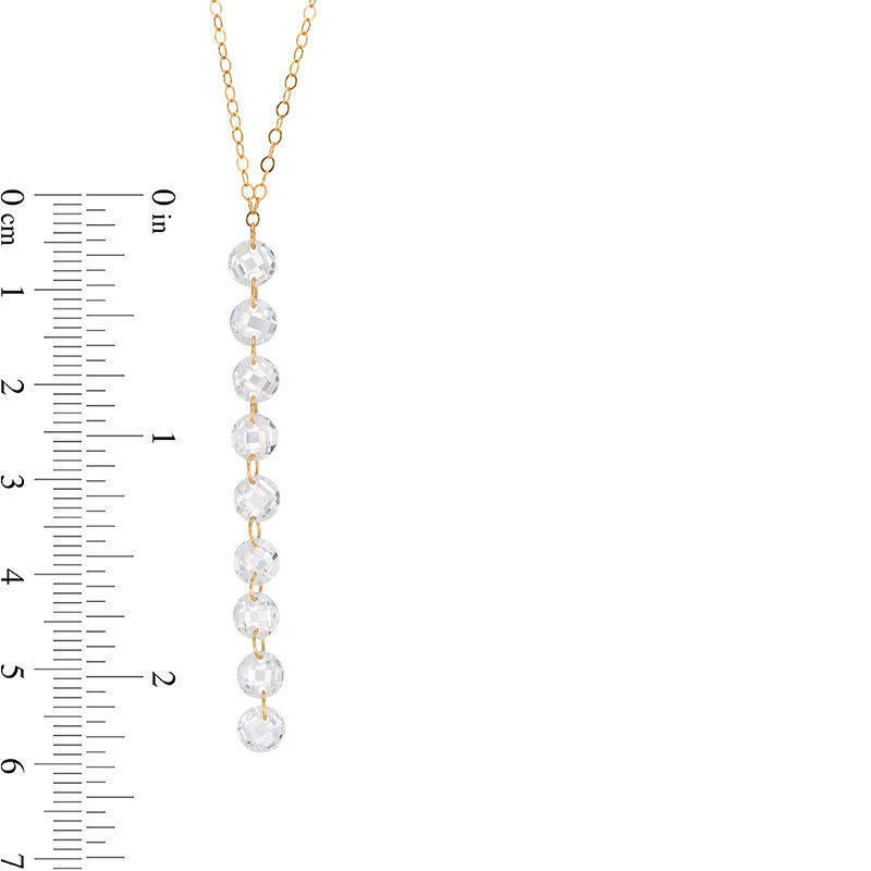 5mm Faceted Cubic Zirconia "Y" Dangle Necklace in 10K Gold