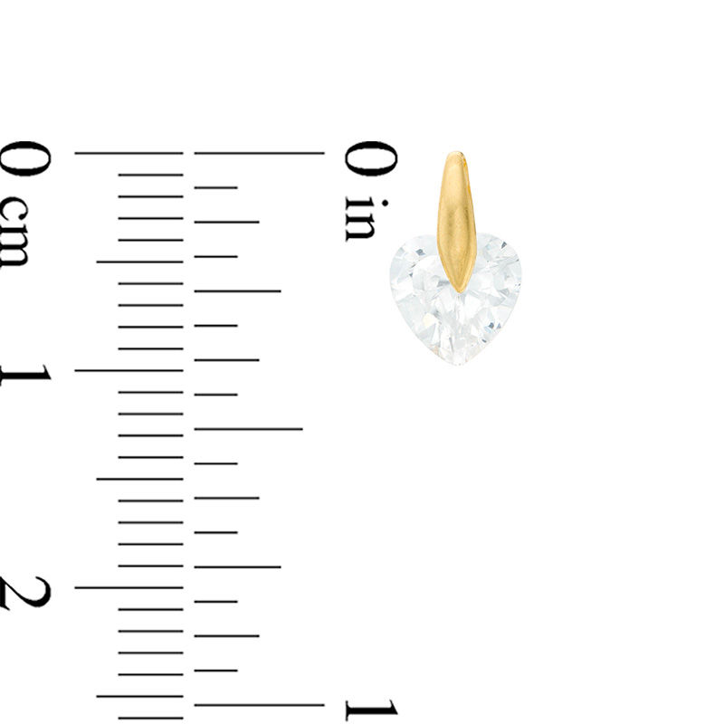 6mm Heart-Shaped Cubic Zirconia Solitaire Stud Earrings in 10K Gold