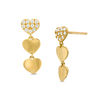 Thumbnail Image 0 of Cubic Zirconia and Puffed Heart Triple Drop Earrings in 10K Gold