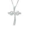 Thumbnail Image 0 of Diamond Accent Beaded Infinity Wrap Cross Pendant in Sterling Silver