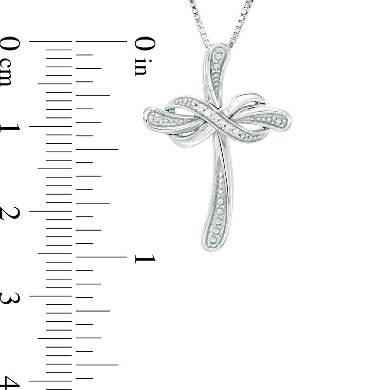 Diamond Accent Beaded Infinity Wrap Cross Pendant in Sterling Silver