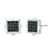 Thumbnail Image 0 of Black Spinel Square Cluster Spike Frame Stud Earrings in Sterling Silver