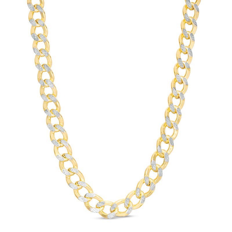 160 Gauge Diamond-Cut Cuban Curb Chain Necklace in 10K Two-Tone Gold - 22"