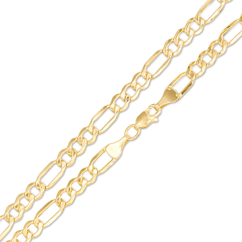 100 Gauge Bevelled Figaro Chain Necklace in 10K Gold - 16"