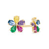 Thumbnail Image 0 of Child's Pear-Shaped Multi-Color Cubic Zirconia Flower Stud Earrings in 10K Gold