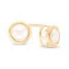 Thumbnail Image 0 of 4mm Button Bezel-Set Cultured Freshwater Pearl Stud Earrings in 10K Gold