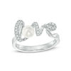 Thumbnail Image 0 of 4.75 - 5.25mm Cultured Freshwater Pearl and Cubic Zirconia "love" Ring in Sterling Silver - Size 7