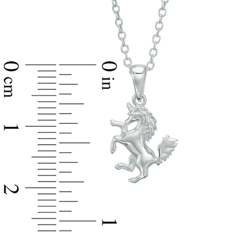 Child's Prancing Unicorn Pendant in Sterling Silver - 15"