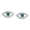 Thumbnail Image 0 of Enhanced Blue and White Diamond Accent Evil Eye Stud Earrings in Sterling Silver
