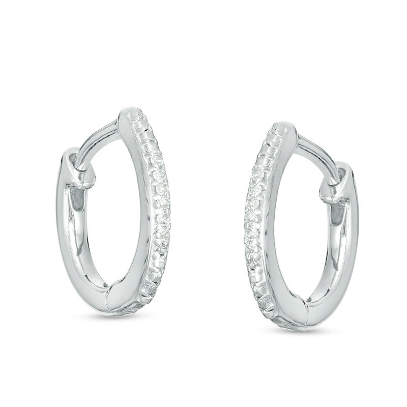 Diamond Accent Huggie Hoop Earrings in Sterling Silver