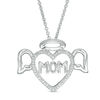 Thumbnail Image 0 of Diamond Accent "MOM" Angel Heart Pendant in Sterling Silver