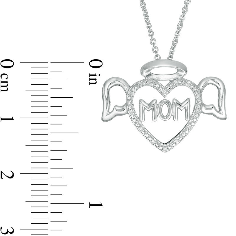 Diamond Accent "MOM" Angel Heart Pendant in Sterling Silver