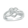 Thumbnail Image 0 of Diamond Accent Heart Wrapped Infinity Ring in Sterling Silver