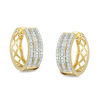 Thumbnail Image 0 of 1/10 CT. T.W. Diamond Triple Row Huggie Hoop Earrings in 10K Gold