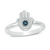 Thumbnail Image 0 of Diamond Accent and Blue Rhodium Bead Hamsa Ring in Sterling Silver - Size 7
