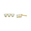 Thumbnail Image 0 of Child's 3mm Simulated Opal and Cubic Zirconia Three Stone Stud Earrings in 14K Gold