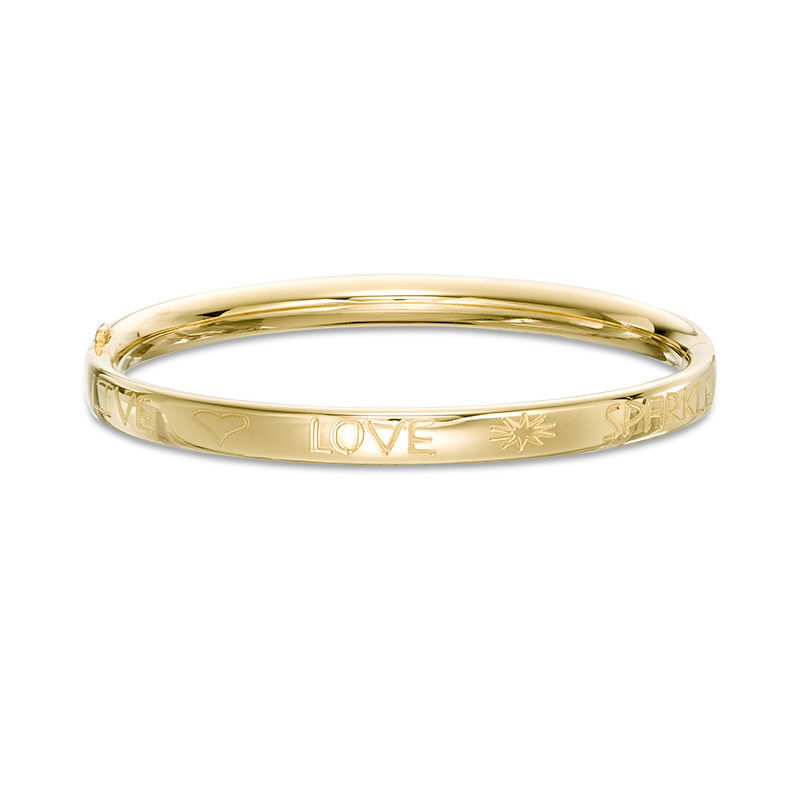 Child's 4mm "LIVE, LOVE, SPARKLE" Bangle in Brass with 14K Gold Fill - 5.25"