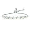 Thumbnail Image 0 of Oval Lab-Created Opal and Cubic Zirconia Cascade Bolo Bracelet in Sterling Silver - 10"