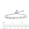 Thumbnail Image 1 of Oval Lab-Created Opal and Cubic Zirconia Cascade Bolo Bracelet in Sterling Silver - 10"