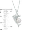Thumbnail Image 1 of 8mm Cultured Freshwater Pearl and Cubic Zirconia Dolphin Pendant in Sterling Silver