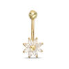 Thumbnail Image 0 of 014 Gauge Marquise Cubic Zirconia Flower Belly Button Ring in 10K Gold