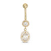 Thumbnail Image 0 of 014 Gauge Oval and Round Cubic Zirconia Frame Dangle in 10K Gold