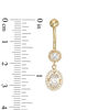 Thumbnail Image 1 of 014 Gauge Oval and Round Cubic Zirconia Frame Dangle in 10K Gold