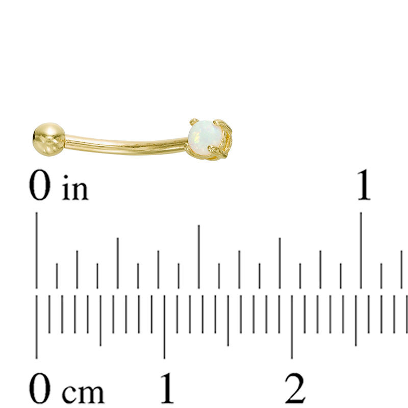 016 Gauge 3mm Simulated Opal Curved Barbell in 10K Gold