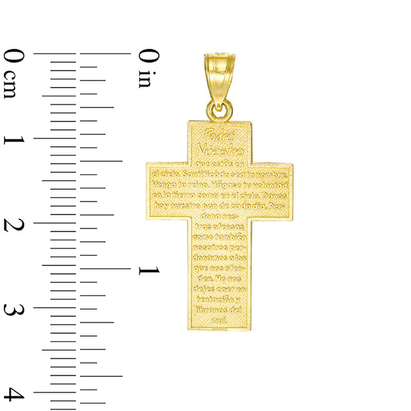 Lord's Prayer Cross Necklace Charm in 10K Gold