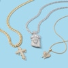 Thumbnail Image 1 of Cubic Zirconia Crown Accent Cross with Angel Wings Necklace Charm in 10K Gold